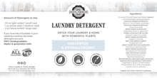 Load image into Gallery viewer, A close view of the laundry detergent label with ingredients and use instructions.
