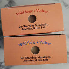 Load image into Gallery viewer, Wild Sage and Vetiver shampoo and conditioner bars by dip.

